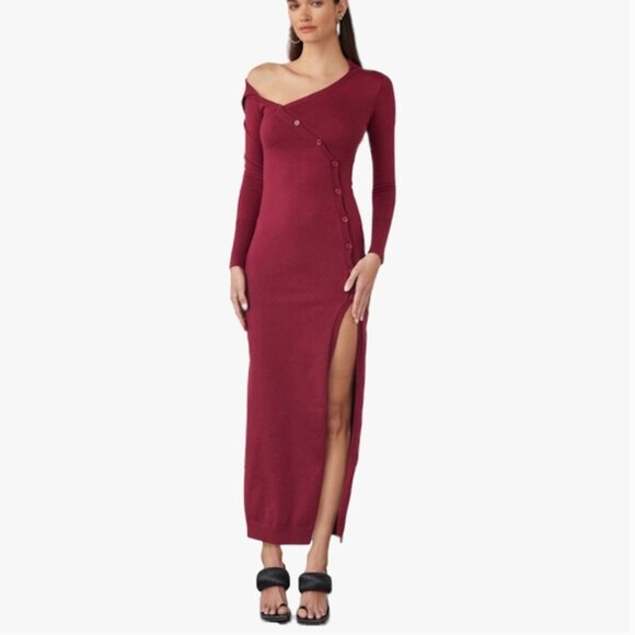 Atoir Revolve The Percy Dress in Berry Red Burgundy One Shoulder Maxi Dress  NWT - Picture 6 of 9
